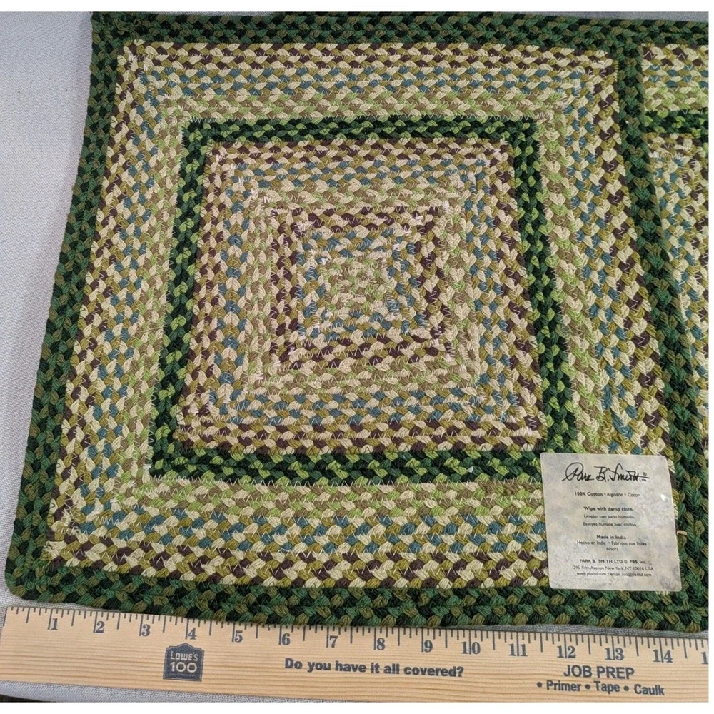 Park B. Smith Braided Placemats  OS Green EXCELLENT Cotton Farmhouse Set 4